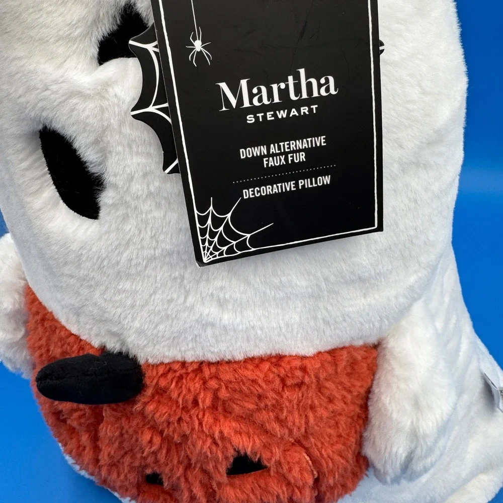 Martha‎ Stewart Halloween Ghost Holding Pumpkin Plush Pillow BOO! - 22 in.